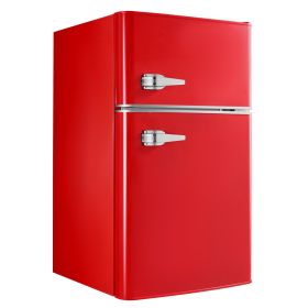 Mini Fridge with Freezer, 3.2 Cu.Ft, Two Door Compact Refrigerator with Adjustable Temperature, Glass Shelf, Energy Efficient Dorm Fridge