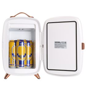 Mini Fridge for Bedroom, 6L Luxury Skin Care Fridges with Mirror and LED Light, AC/DC Cosmetic Fridge for Office Dorm Car
