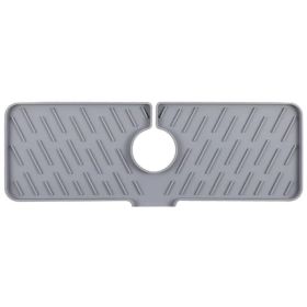Silicone Faucet Mat Kitchen Sink Splash Guard Drain Mat Drying Pad (Option: Grey)